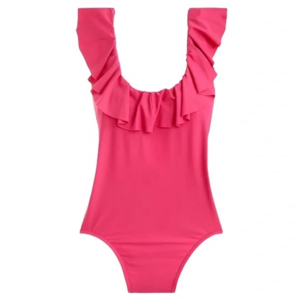 J. Crew Hot Pink Ruffle One-Piece Swimsuit